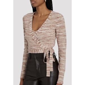 Intermix Blush Celeste Space Dye Cropped Ballet Wrap Sweater Petite Small